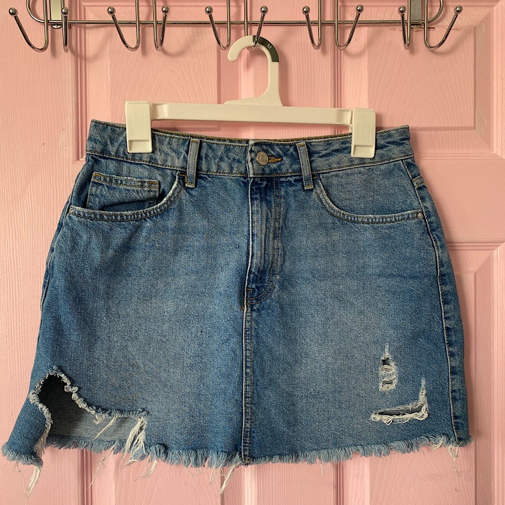Denim Ripped Skirt